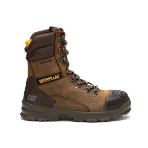 Men's Caterpillar Accomplice X 8" Waterproof Steel Toe Work Boots Brown | 703156-YWF