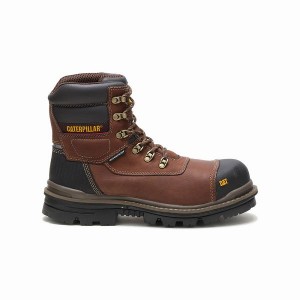 Men's Caterpillar Adhesion Ice + Thinsulate Composite Toe Work Boots Brown | 982653-TYK