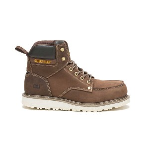 Men's Caterpillar Calibrate Steel Toe Work Boots Khaki | 147590-UAS