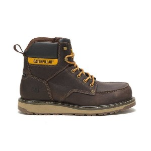 Men's Caterpillar Calibrate Steel Toe Work Boots Brown | 156270-BYX