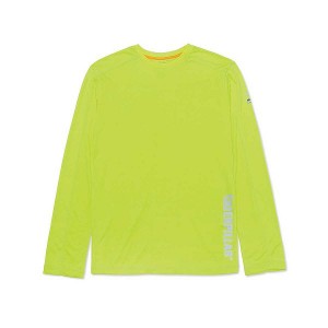 Men's Caterpillar Coolmax Long Sleeve Tee T-Shirt Yellow | 914806-FXQ