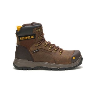 Men's Caterpillar Diagnostic 2.0 Waterproof Steel Toe Work Boots Brown | 752163-VBU