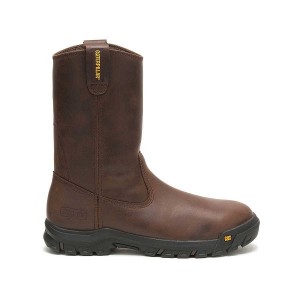 Men's Caterpillar Drawbar Steel Toe Work Boots Brown | 032975-TXM