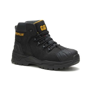 Men's Caterpillar Everett Composite Toe S3 Waterproof CI HRO SRC Work Boots Black | 043698-BXN