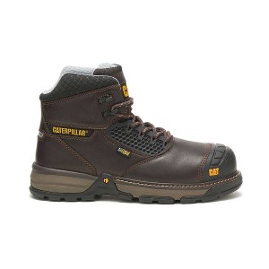 Men's Caterpillar Excavator Superlite Cool Carbon Composite Toe Work Boots Dark / Brown | 172890-BYO