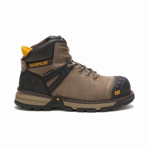 Men's Caterpillar Excavator Superlite Waterproof Carbon Composite Toe Work Boots Dark / Grey | 362859-NCK