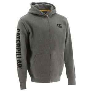 Men's Caterpillar Full Zip Hooded Sweatshirt Grey | 681409-FQC