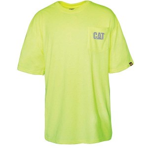 Men's Caterpillar Hi-Vis Trademark Pocket Tee T-Shirt Yellow | 601847-JLY