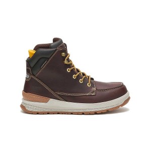 Men's Caterpillar Impact Waterproof Work Boots Brown | 079614-HNR