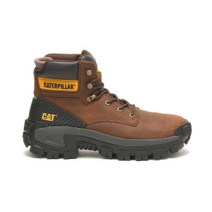 Men's Caterpillar Invader Hi Steel Toe Work Boots Dark / Brown | 340961-SUG