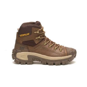 Men's Caterpillar Invader Hiker Waterproof Work Boots Brown | 329405-IMS