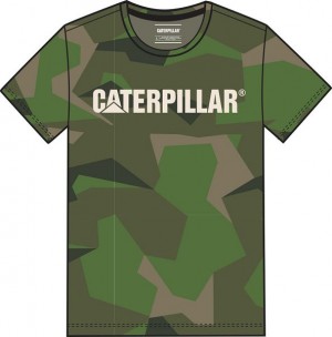 Men's Caterpillar Original Fit Caterpillar Logo Tee T-Shirt Camo | 870615-NRH