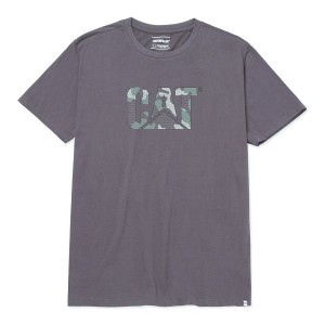 Men's Caterpillar Original Fit Logo Tee T-Shirt Dark / Grey | 728460-FUZ