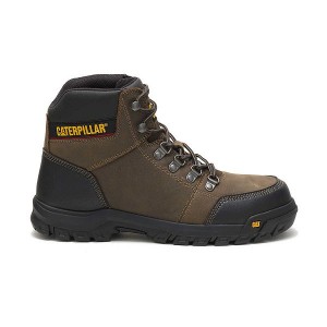 Men's Caterpillar Outline Steel Toe Work Boots Dark / Grey | 798612-CQE