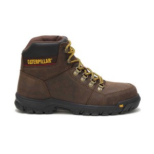 Men's Caterpillar Outline Steel Toe Work Boots Brown | 835726-JOC