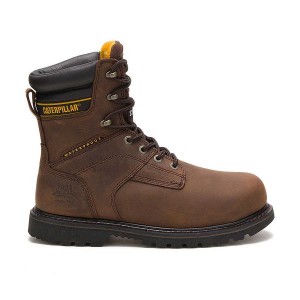 Men's Caterpillar Salvo 8" Waterproof Steel Toe Thinsulate™ Work Boots Brown | 983254-GWH