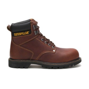 Men's Caterpillar Second Shift Steel Toe Work Boots Brown | 236794-TLS