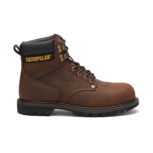 Men's Caterpillar Second Shift Steel Toe Work Boots Dark / Brown | 369281-MGW