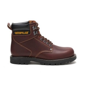 Men's Caterpillar Second Shift Work Boots Brown | 832461-ROE