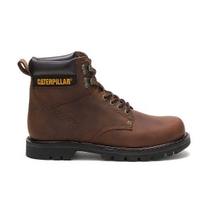 Men's Caterpillar Second Shift Work Boots Dark / Brown | 690342-NSD