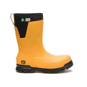 Men's Caterpillar Stormers 11" Steel Toe CSA Rubber Boots Yellow | 562490-RBN