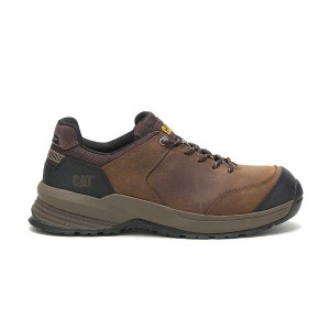 Men's Caterpillar Streamline 2.0 Leather Composite Toe Work Shoes Brown | 129873-VZO