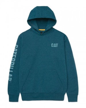 Men's Caterpillar Trademark Banner Hoodie Blue | 428093-IFO