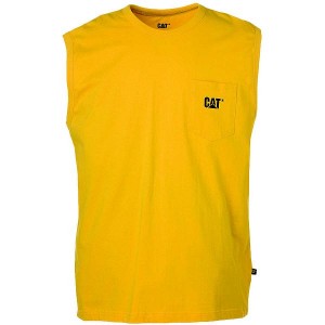 Men's Caterpillar Trademark Sleeveless Pocket Tee T-Shirt Yellow | 790426-HGP