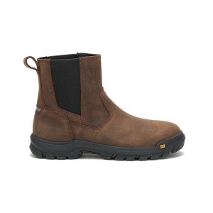 Men's Caterpillar Wheelbase Steel Toe Work Boots Brown | 671234-XKI