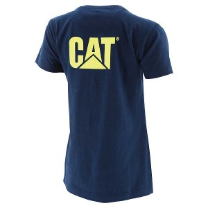 Women's Caterpillar Trademark Tee T-Shirt Blue | 458726-IVC