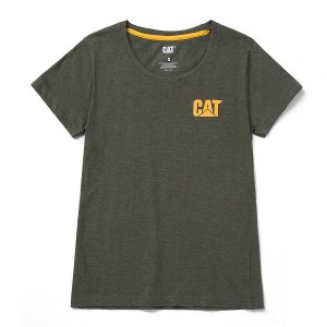 Women's Caterpillar Trademark Tee T-Shirt Olive | 914078-HPV