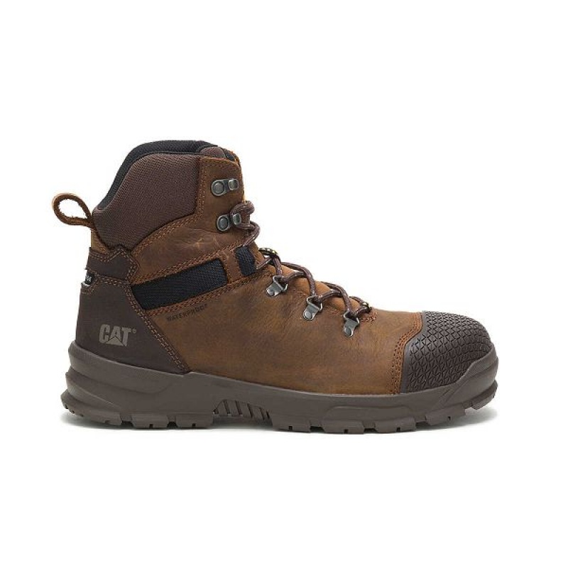 Men\'s Caterpillar Accomplice X Waterproof Steel Toe Work Boots Brown | 396478-ZGK