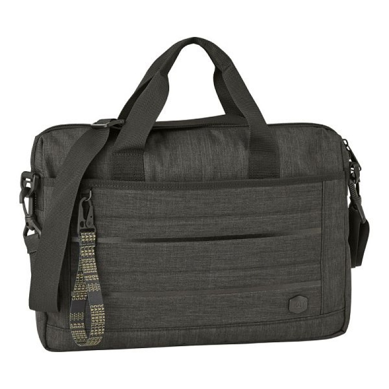 Men's Caterpillar B. Holt Slim Briefcase Bags Black | 489107-CJE