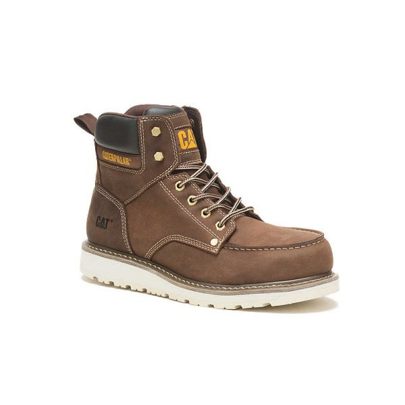 Men's Caterpillar Calibrate Steel Toe Work Boots Khaki | 147590-UAS