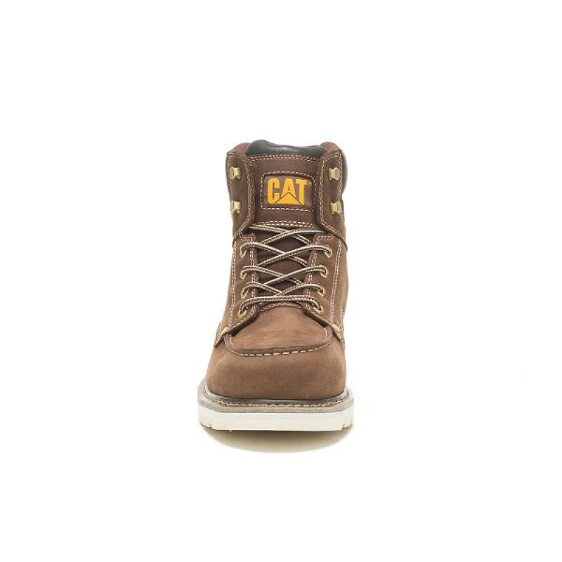 Men's Caterpillar Calibrate Steel Toe Work Boots Khaki | 147590-UAS