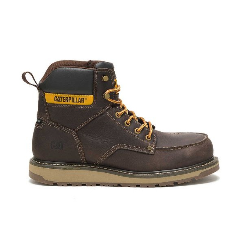 Men\'s Caterpillar Calibrate Steel Toe Work Boots Brown | 156270-BYX