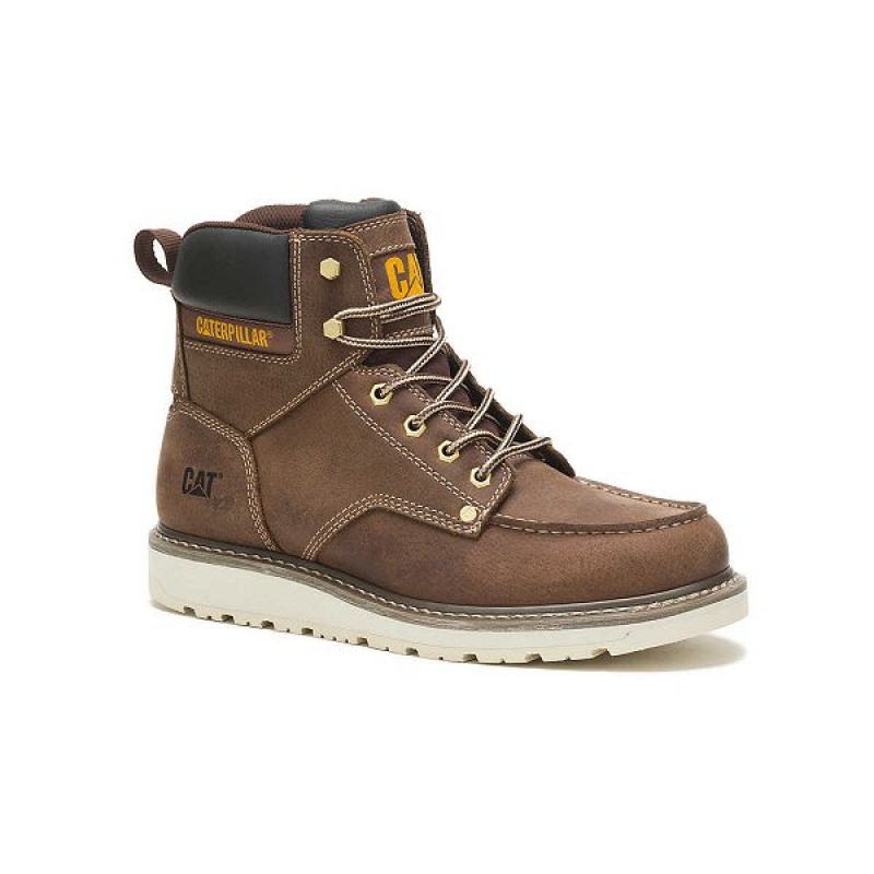 Men's Caterpillar Calibrate Work Boots Khaki | 820157-JDB