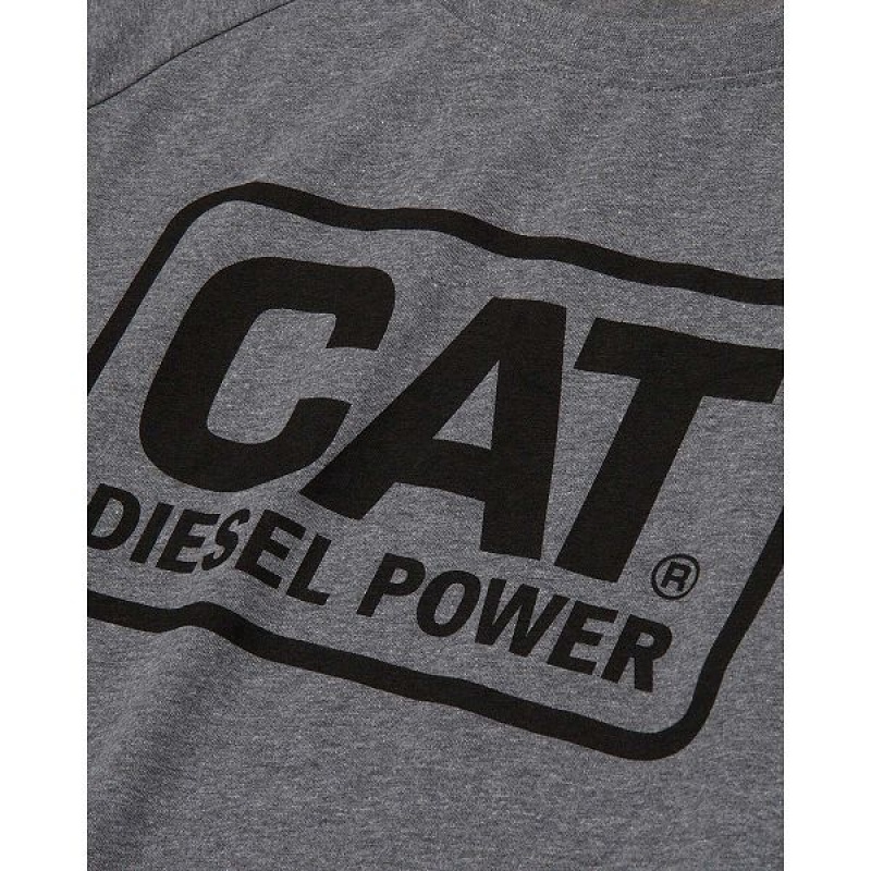 Men's Caterpillar Cat Diesel Power Long Sleeve Tee T-Shirt Dark / Grey | 475963-YTS