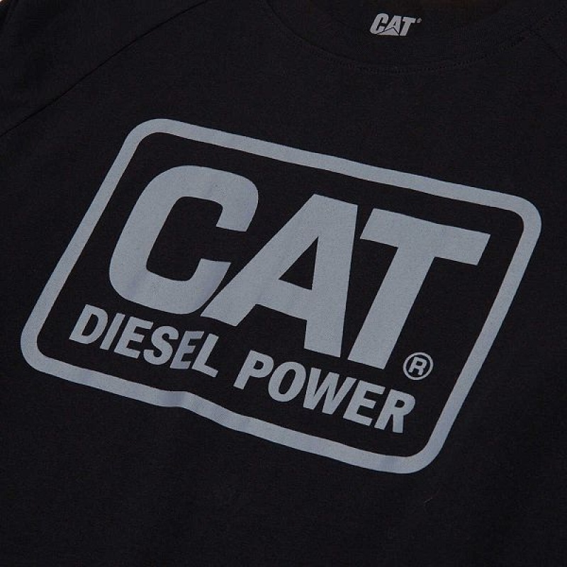 Men's Caterpillar Cat Diesel Power Long Sleeve Tee T-Shirt Black | 734216-GKX