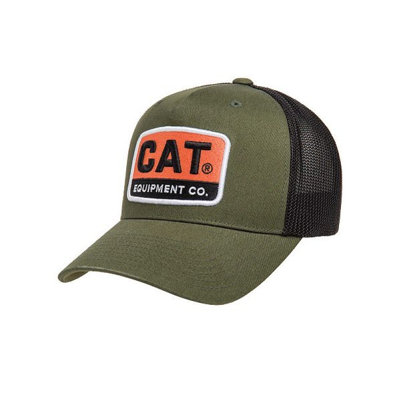 Men\'s Caterpillar Cat Equipment 110 Caps Green / Black | 917285-ZJY