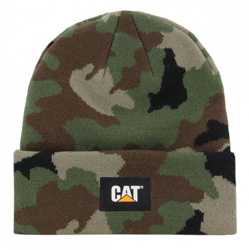 Men\'s Caterpillar Cat Label Cuff Beanie Camo | 036275-AFG