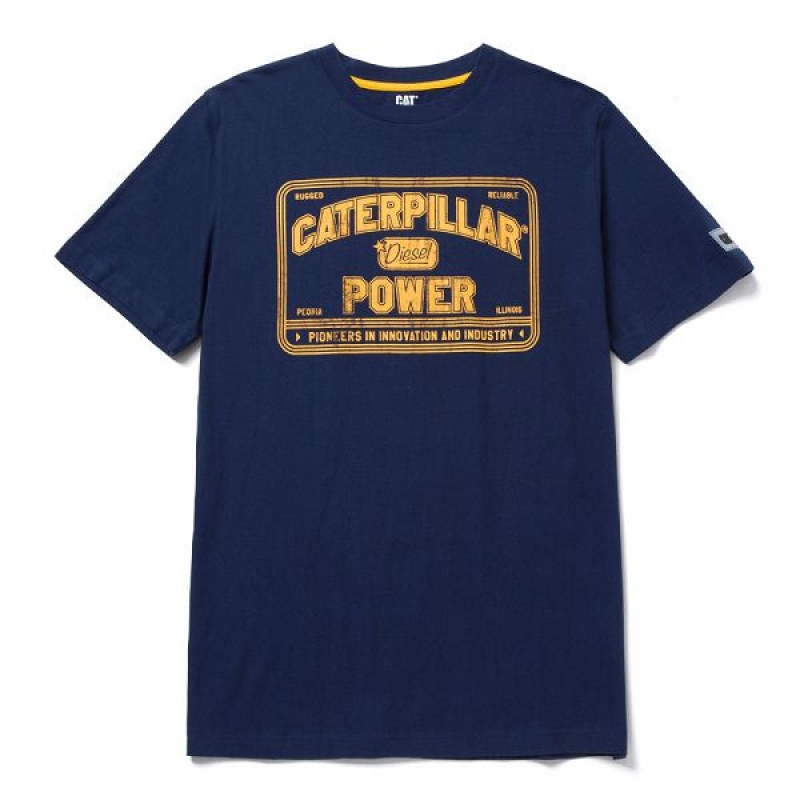 Men\'s Caterpillar Caterpillar Power Tee T-Shirt Blue | 765912-JCA