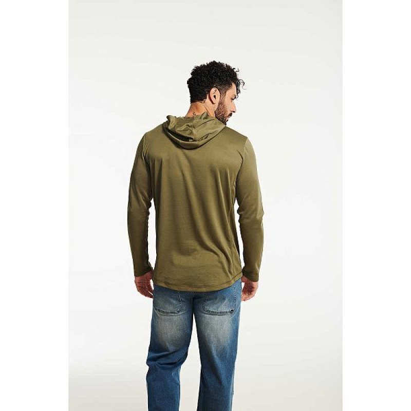 Men's Caterpillar Coolmax Lightweight Pullover Hoodie Green | 718309-AIJ