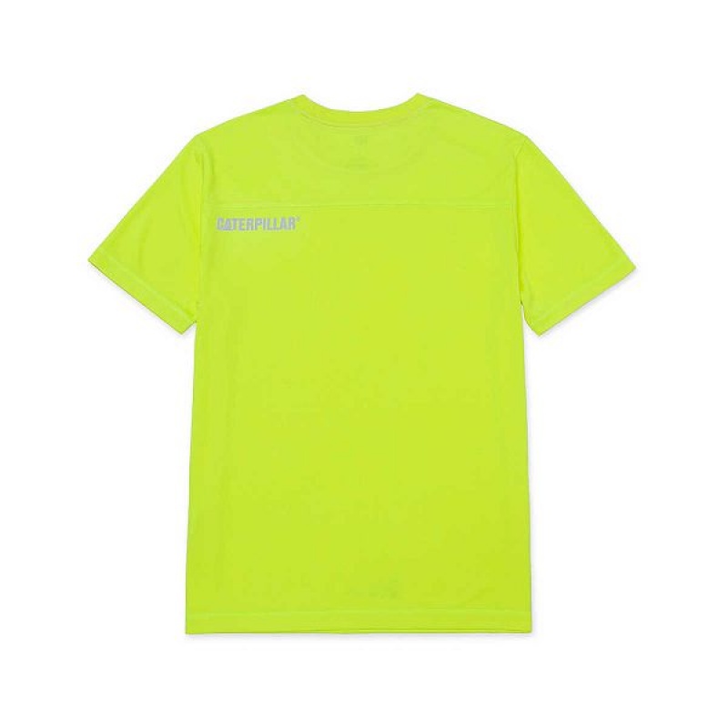 Men's Caterpillar Coolmax Short Sleeve Tee T-Shirt Yellow | 724358-EXS