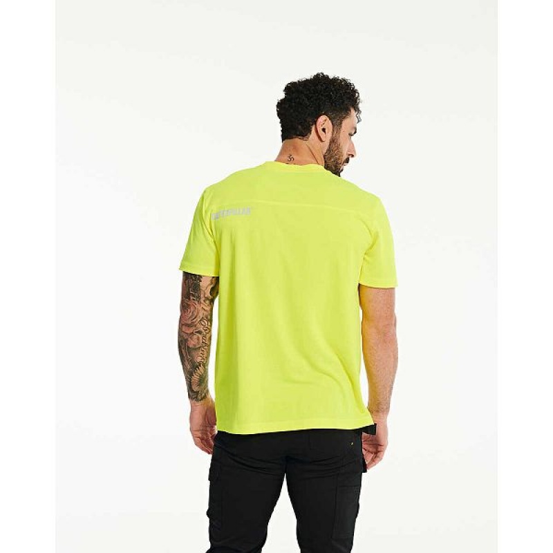 Men's Caterpillar Coolmax Short Sleeve Tee T-Shirt Yellow | 724358-EXS