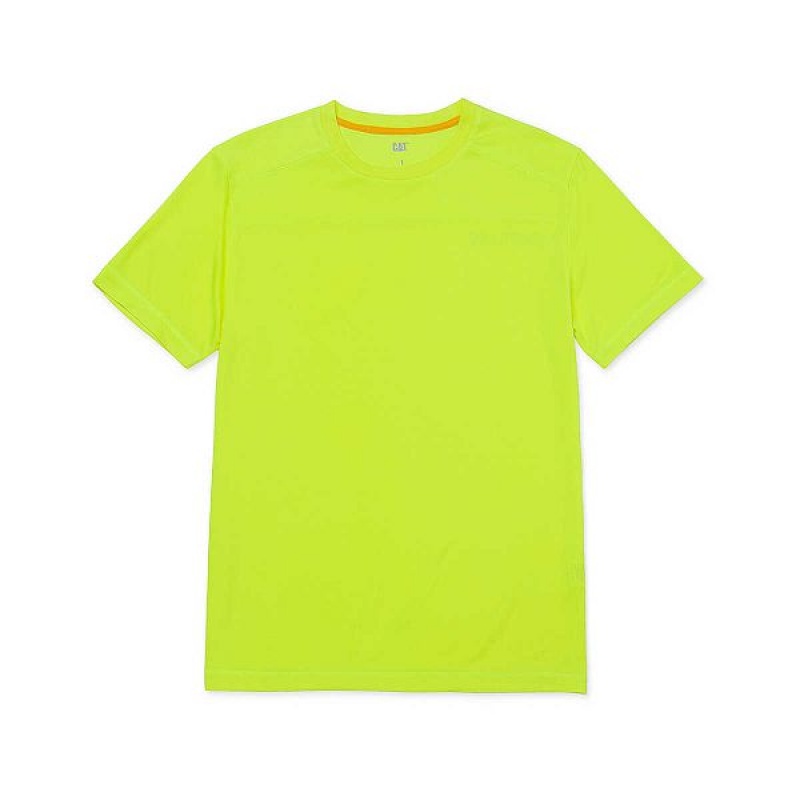 Men\'s Caterpillar Coolmax Short Sleeve Tee T-Shirt Yellow | 724358-EXS