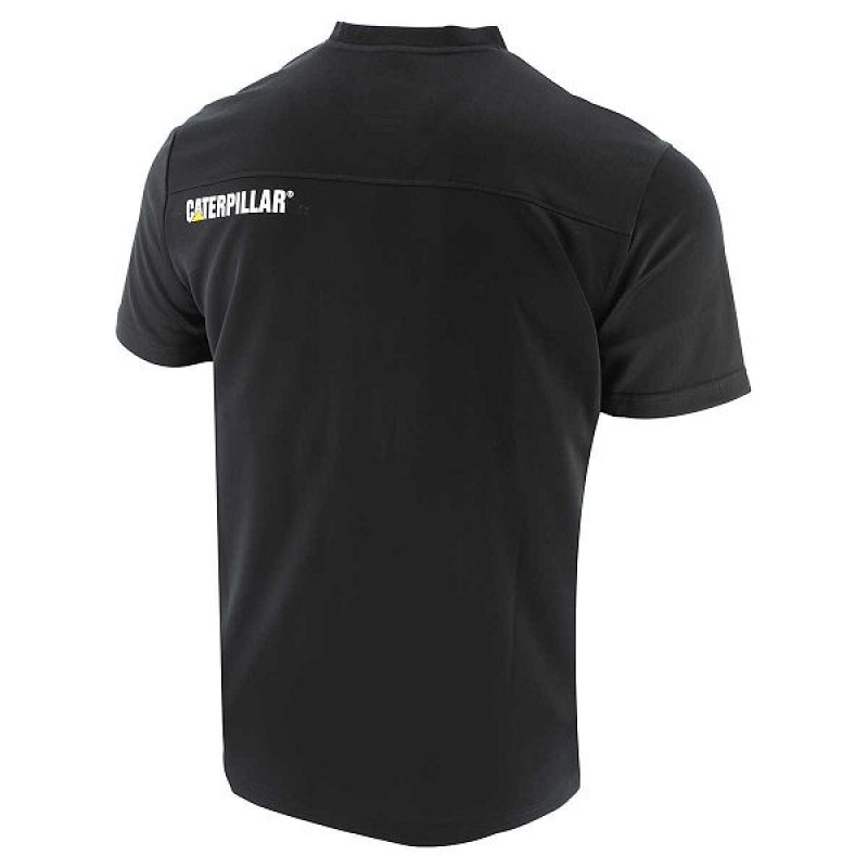 Men's Caterpillar Coolmax Short Sleeve Tee T-Shirt Black | 701582-VNF