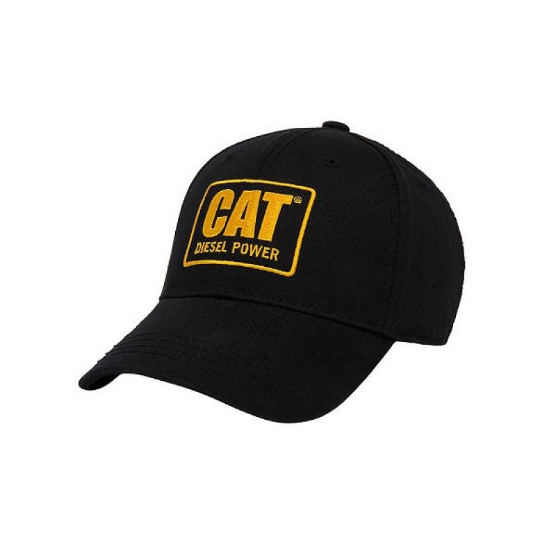 Men\'s Caterpillar Curve Bill Diesel Power Caps Black | 607352-NYR