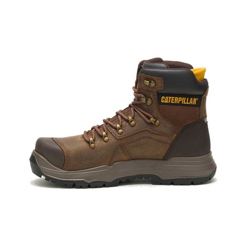 Men's Caterpillar Diagnostic 2.0 Waterproof Steel Toe Work Boots Brown | 752163-VBU