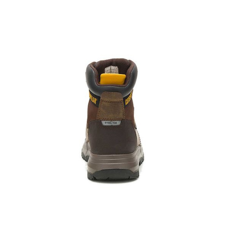 Men's Caterpillar Diagnostic 2.0 Waterproof Steel Toe Work Boots Brown | 752163-VBU